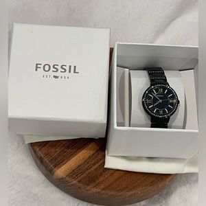 Fossil Black / Gold Crystal Pave Watch